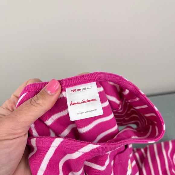 Hanna Andersson Stripe Jersey Dress Pink Peony 120 cm 6-7 - Picture 4 of 5